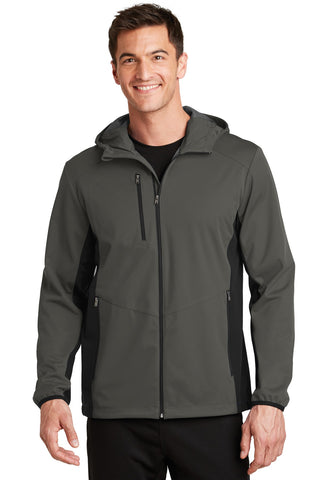 Port Authority Active Hooded Soft Shell Jacket (Grey Steel/ Deep Black)