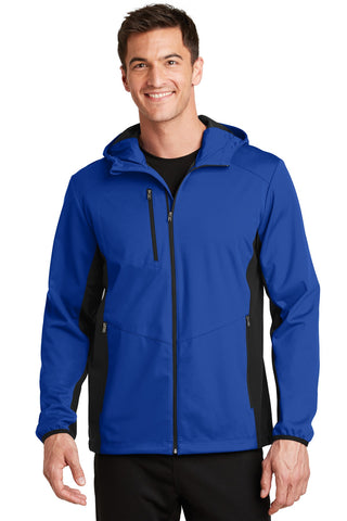 Port Authority Active Hooded Soft Shell Jacket (True Royal/ Deep Black)