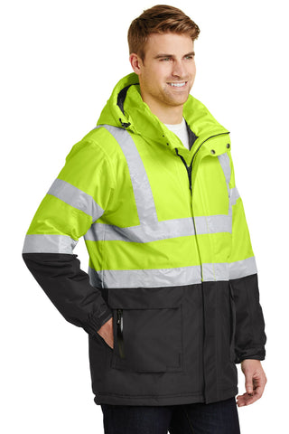 Port Authority ANSI 107 Class 3 Safety Heavyweight Parka (Safety Yellow/ Black/ Reflective)