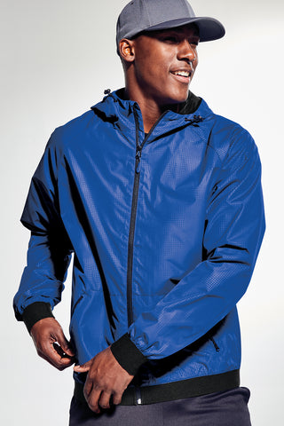 Sport-Tek Embossed Hooded Wind Jacket (True Royal/ Black)