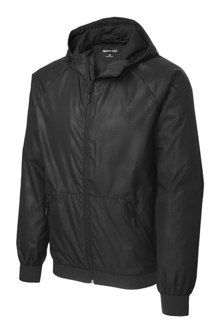 Sport-Tek Embossed Hooded Wind Jacket (Black/ Black)