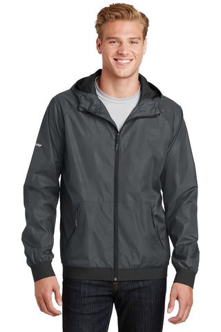 Sport-Tek Embossed Hooded Wind Jacket (Graphite/ Black)