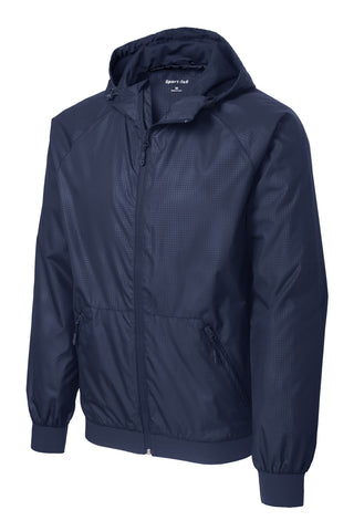 Sport-Tek Embossed Hooded Wind Jacket (True Navy/ True Navy)