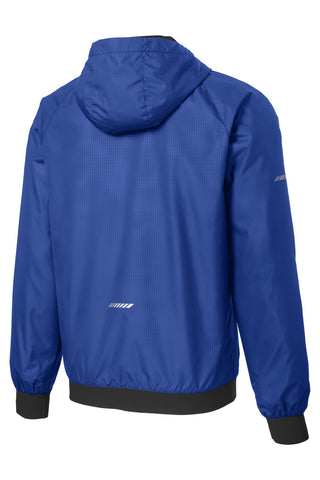 Sport-Tek Embossed Hooded Wind Jacket (True Royal/ Black)