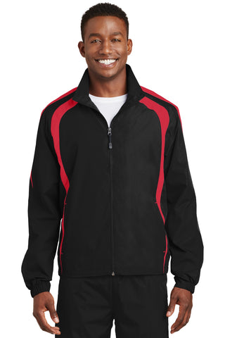 Sport-Tek Colorblock Raglan Jacket (Black/ True Red)