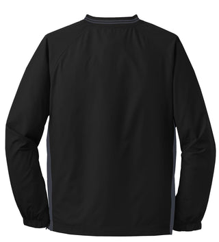 Sport-Tek Tipped V-Neck Raglan Wind Shirt (Black/ Graphite Grey)