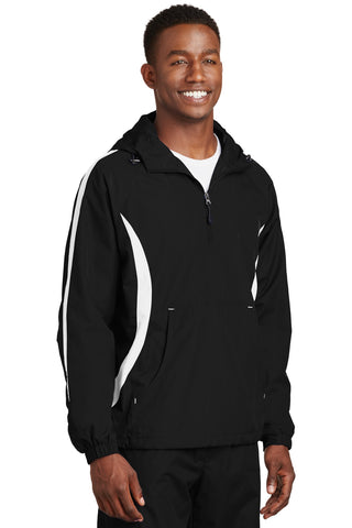 Sport-Tek Colorblock Raglan Anorak (Black/ White)