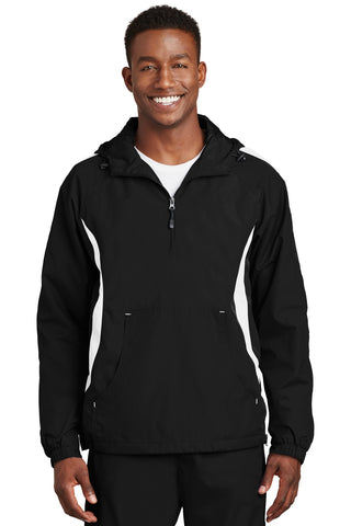 Sport-Tek Colorblock Raglan Anorak (Black/ White)