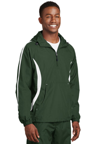 Sport-Tek Colorblock Raglan Anorak (Forest Green/ White)