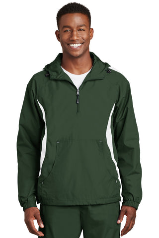 Sport-Tek Colorblock Raglan Anorak (Forest Green/ White)