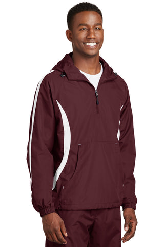 Sport-Tek Colorblock Raglan Anorak (Maroon/ White)