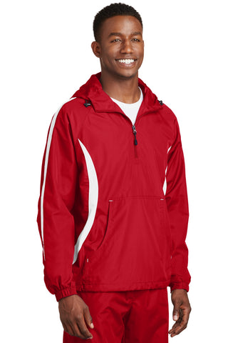 Sport-Tek Colorblock Raglan Anorak (True Red/ White)