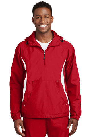 Sport-Tek Colorblock Raglan Anorak (True Red/ White)