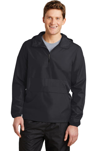 Sport-Tek Zipped Pocket Anorak (Black/ Black)