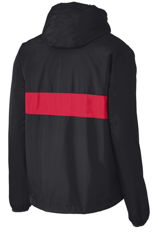 Sport-Tek Zipped Pocket Anorak (Black/ True Red)