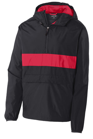 Sport-Tek Zipped Pocket Anorak (Black/ True Red)