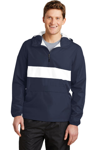 Sport-Tek Zipped Pocket Anorak (True Navy/ White)