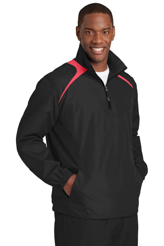 Sport-Tek 1/2-Zip Wind Shirt (Black/ True Red)