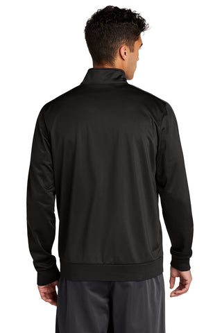 Sport-Tek Tricot Sleeve Stripe Track Jacket (Black/ Black)
