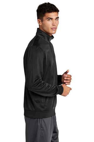 Sport-Tek Tricot Sleeve Stripe Track Jacket (Black/ Black)