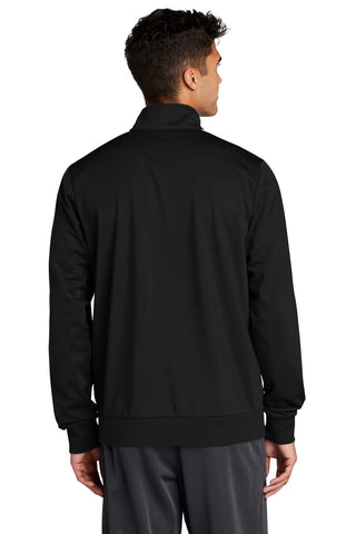 Sport-Tek Tricot Sleeve Stripe Track Jacket (Black/ White)