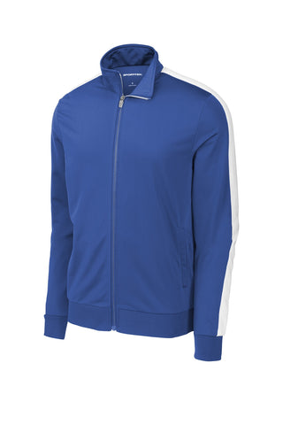 Sport-Tek Tricot Sleeve Stripe Track Jacket (True Royal/ White)