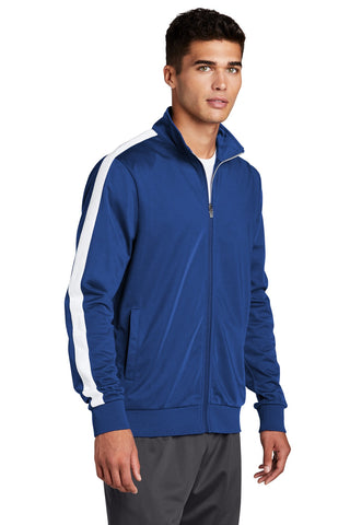 Sport-Tek Tricot Sleeve Stripe Track Jacket (True Royal/ White)