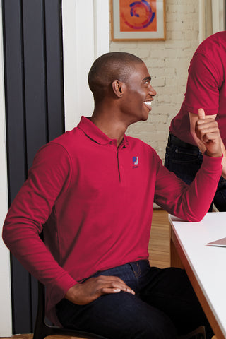 Port Authority Long Sleeve Core Classic Pique Polo (Rich Red)