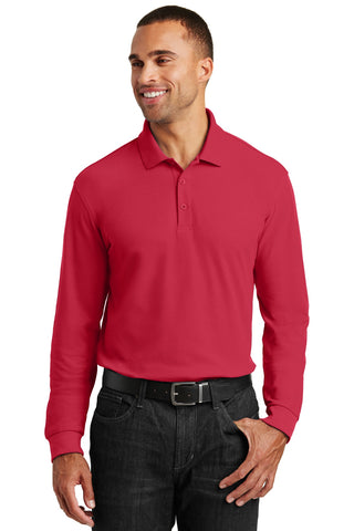 Port Authority Long Sleeve Core Classic Pique Polo (Rich Red)