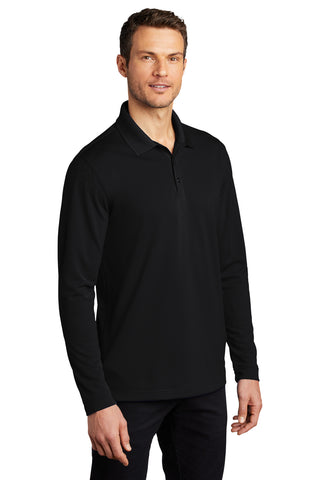 Port Authority Dry Zone UV Micro-Mesh Long Sleeve Polo (Deep Black)