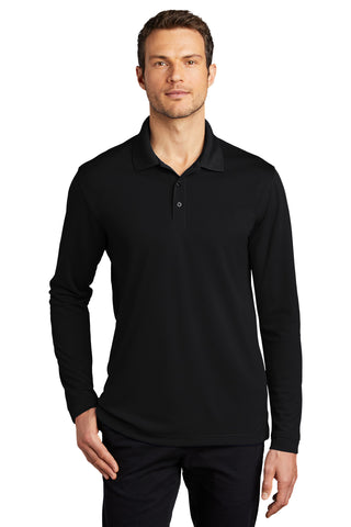 Port Authority Dry Zone UV Micro-Mesh Long Sleeve Polo (Deep Black)