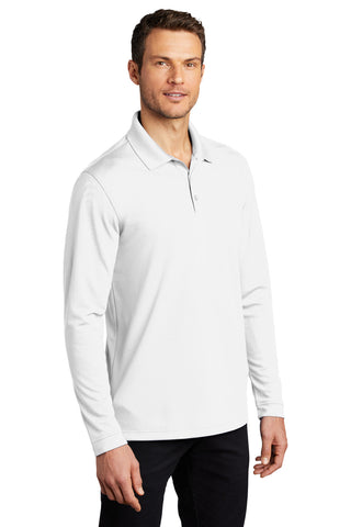 Port Authority Dry Zone UV Micro-Mesh Long Sleeve Polo (White)