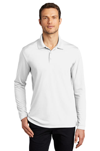 Port Authority Dry Zone UV Micro-Mesh Long Sleeve Polo (White)