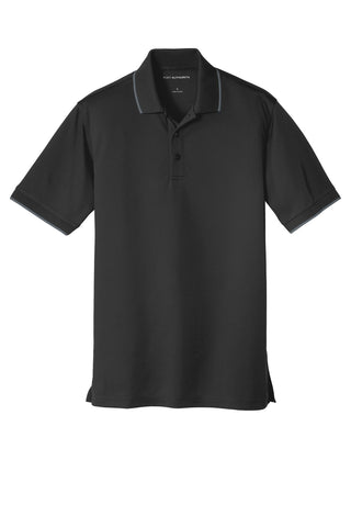 Port Authority Dry Zone UV Micro-Mesh Tipped Polo (Deep Black/ Graphite)