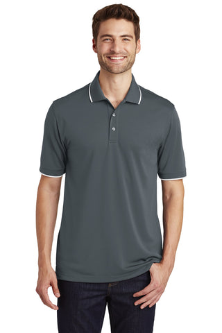 Port Authority Dry Zone UV Micro-Mesh Tipped Polo (Graphite/ White)