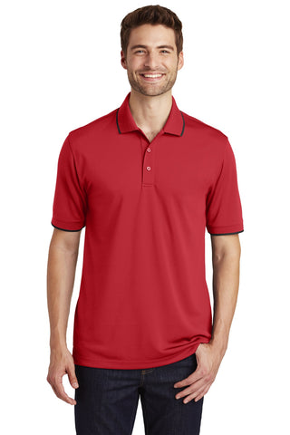 Port Authority Dry Zone UV Micro-Mesh Tipped Polo (Rich Red/ Deep Black)