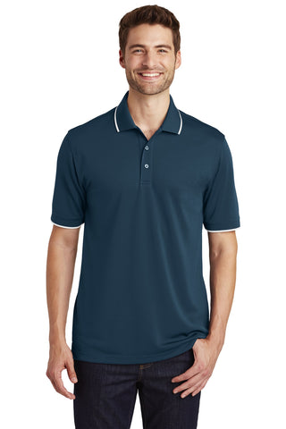 Port Authority Dry Zone UV Micro-Mesh Tipped Polo (River Blue Navy/ White)