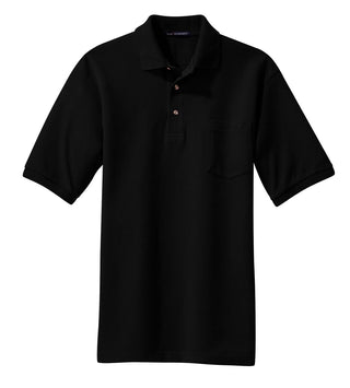 Port Authority Heavyweight Cotton Pique Polo with Pocket (Black)