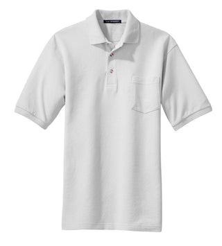 Port Authority Heavyweight Cotton Pique Polo with Pocket (White)