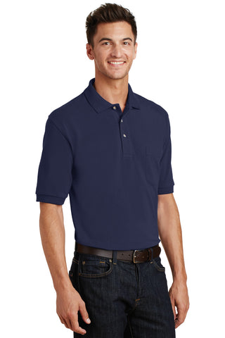 Port Authority Heavyweight Cotton Pique Polo with Pocket (Navy)