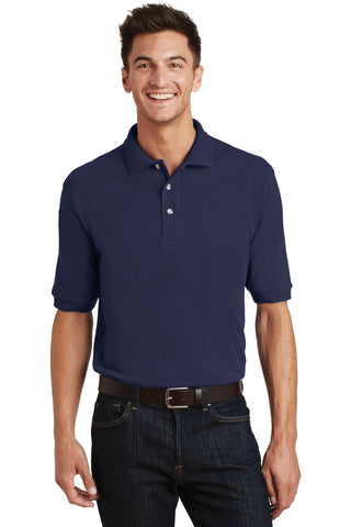 Port Authority Heavyweight Cotton Pique Polo with Pocket (Navy)