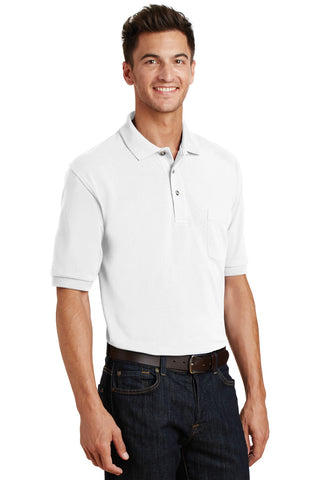 Port Authority Heavyweight Cotton Pique Polo with Pocket (White)