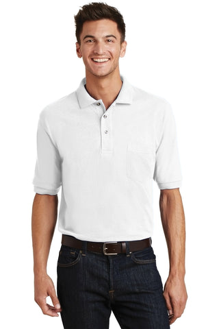 Port Authority Heavyweight Cotton Pique Polo with Pocket (White)