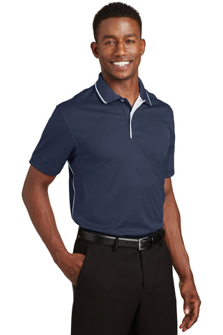 Sport-Tek Dri-Mesh Polo with Tipped Collar and Piping (Navy/ White)