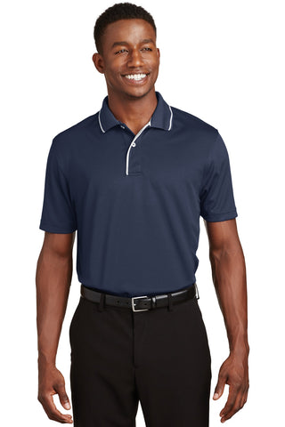 Sport-Tek Dri-Mesh Polo with Tipped Collar and Piping (Navy/ White)