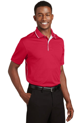 Sport-Tek Dri-Mesh Polo with Tipped Collar and Piping (Red/ White)