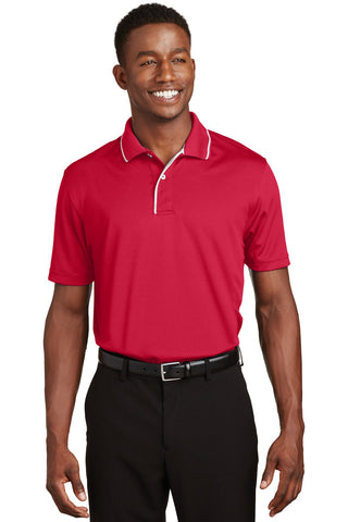 Sport-Tek Dri-Mesh Polo with Tipped Collar and Piping (Red/ White)