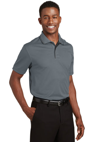 Sport-Tek Dri-Mesh Polo with Tipped Collar and Piping (Steel/ Black)