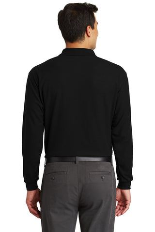 Port Authority Long Sleeve Silk Touch Polo with Pocket (Black)