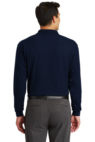 Port Authority Long Sleeve Silk Touch Polo with Pocket (Navy)